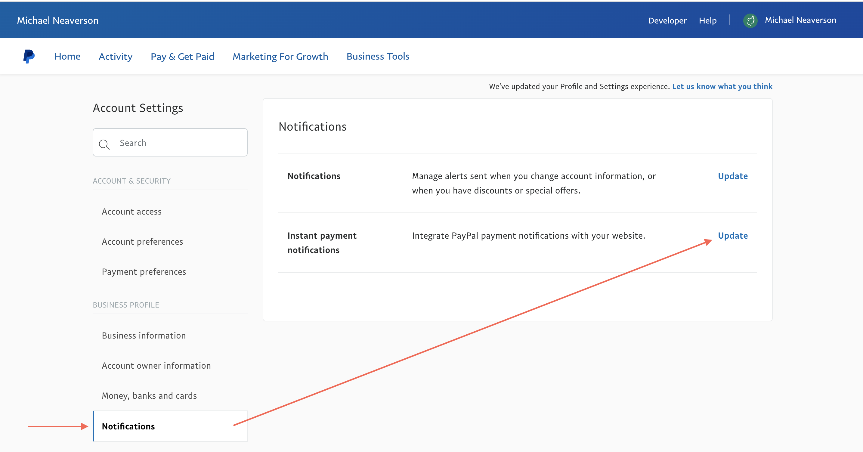 How to update your PayPal settings Timely