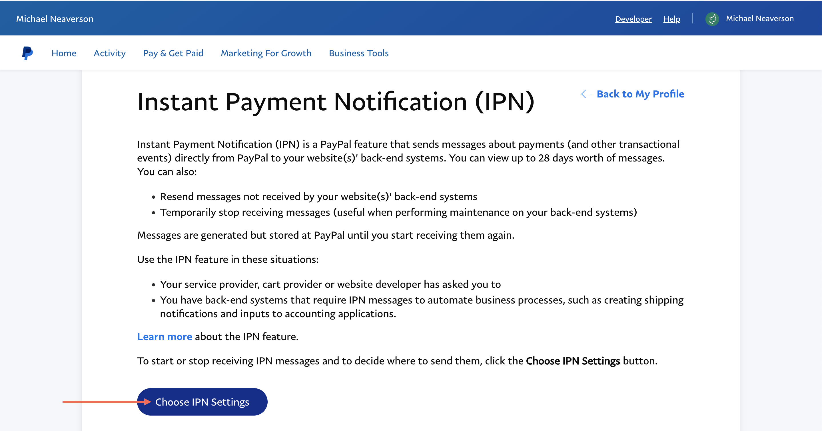 How to update your PayPal settings Timely