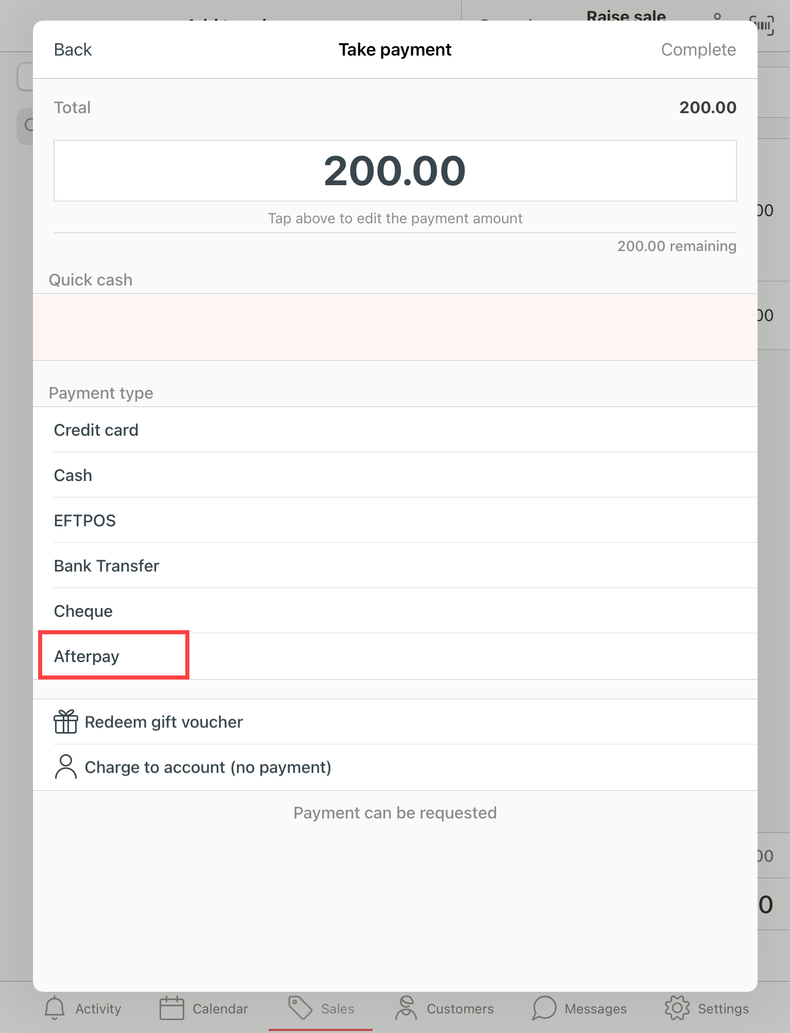 Payments using Afterpay Timely