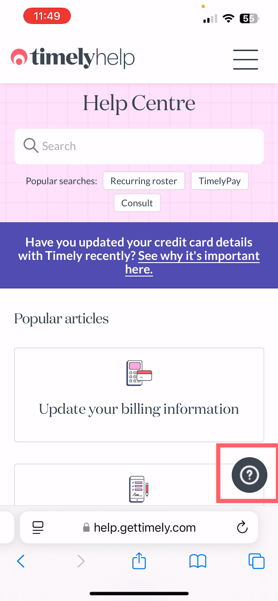 Help centre on an iphone with the question mark highlighted.png