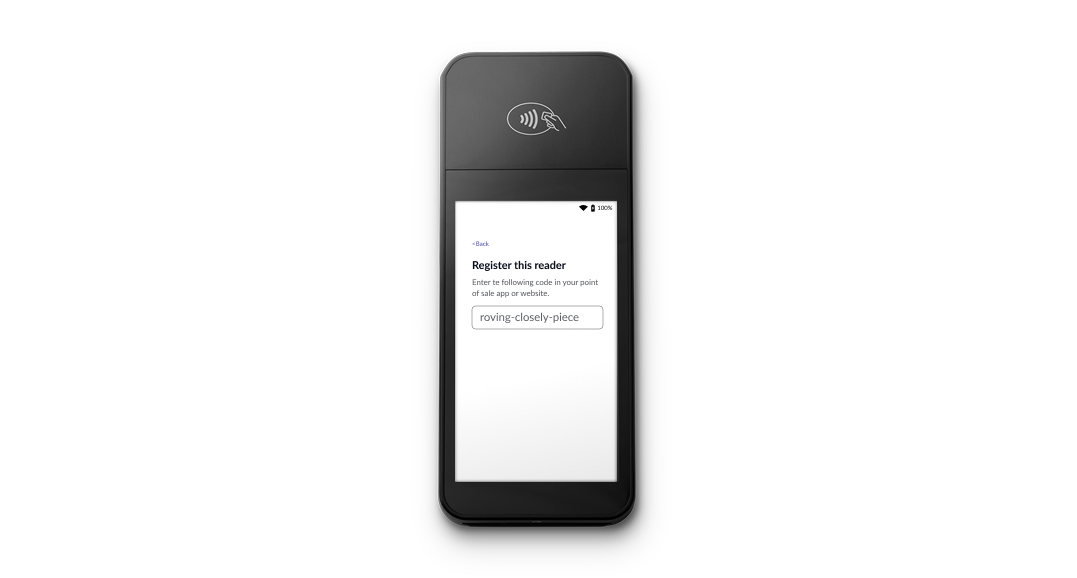 Register the reader screen on a touchscreen terminal with the three words to connect with Timely.png
